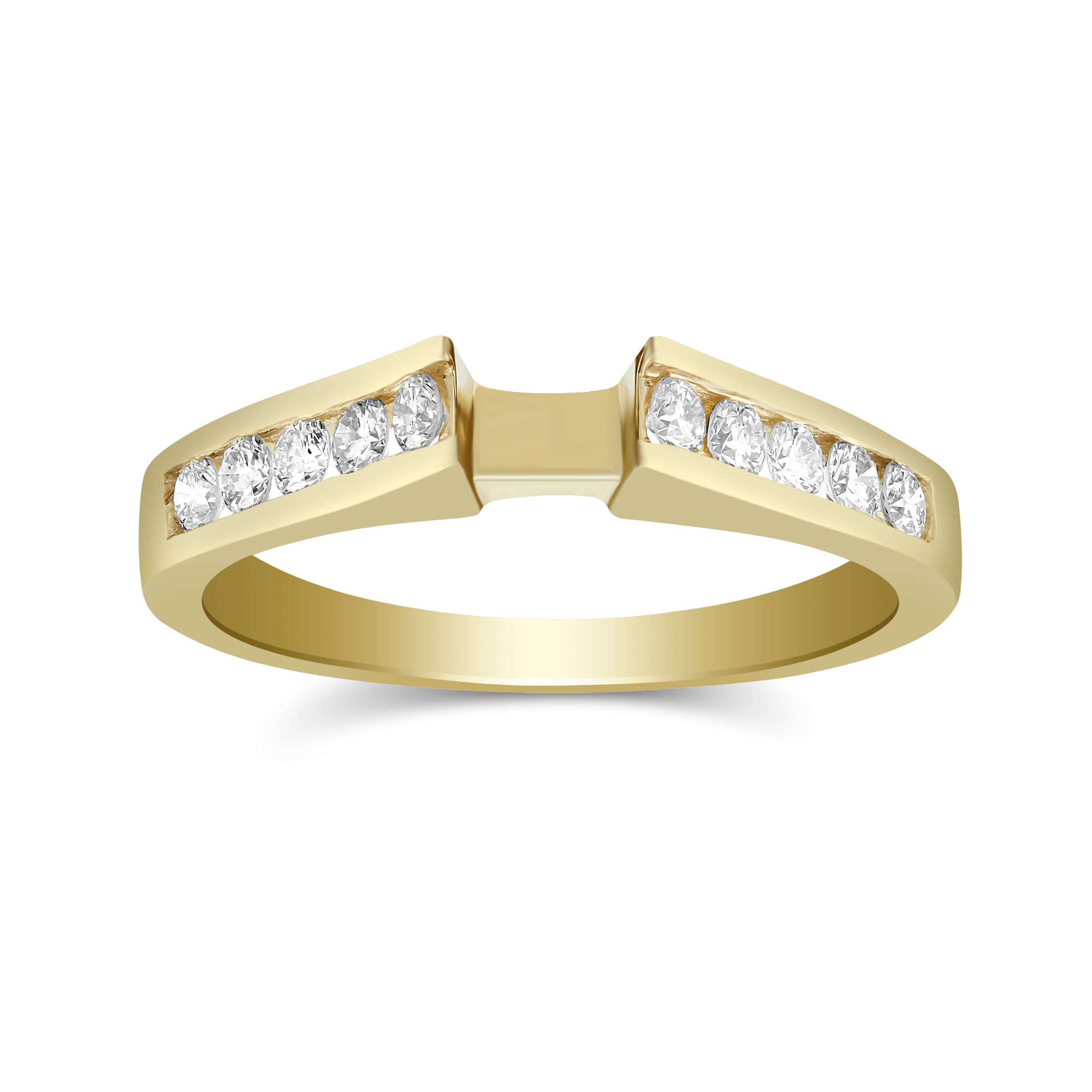 14K Yellow Gold Channel Set Round Diamond Ring Setting