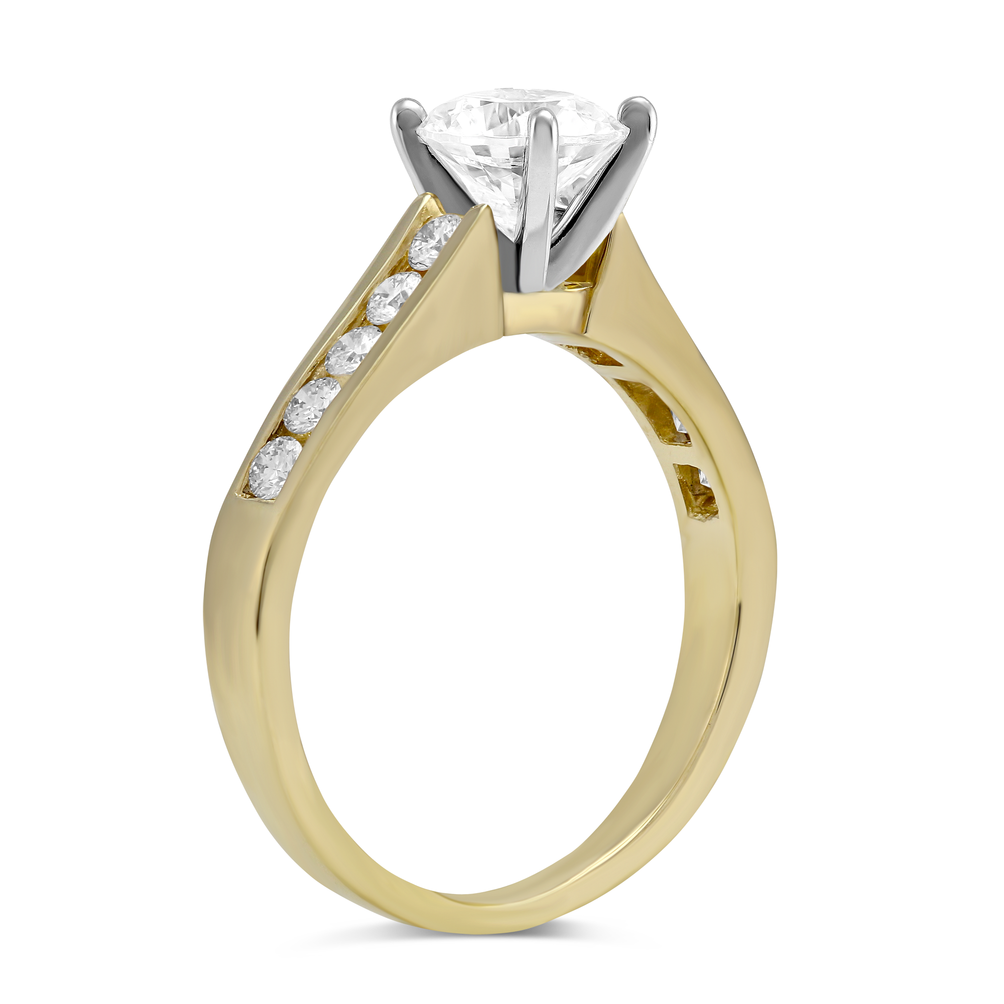 14K Yellow Gold Channel Set Round Diamond Ring Setting