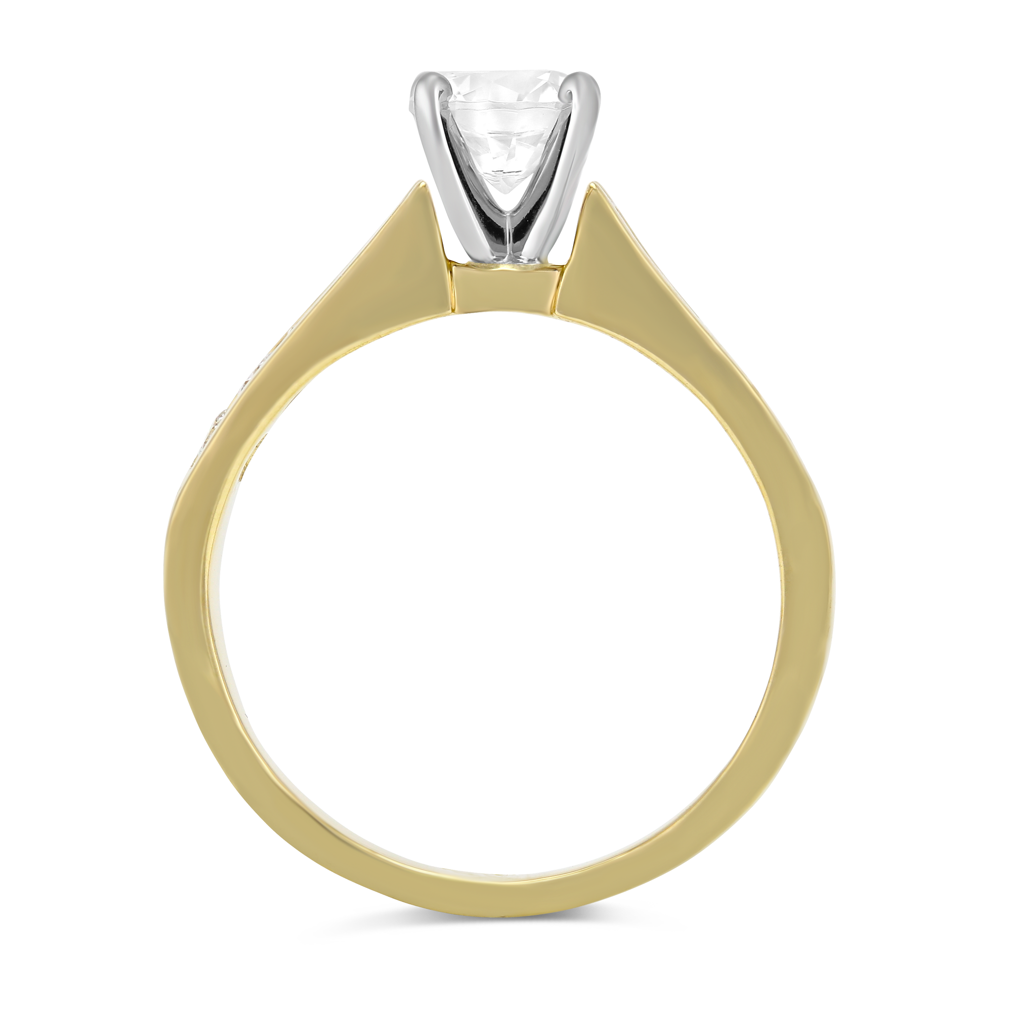 14K Yellow Gold Channel Set Round Diamond Ring Setting