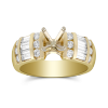 Yellow Gold Vertical Channel Set Round and Baguette Damond Ring Setting