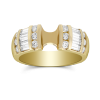 Yellow Gold Vertical Channel Set Round and Baguette Damond Ring Setting