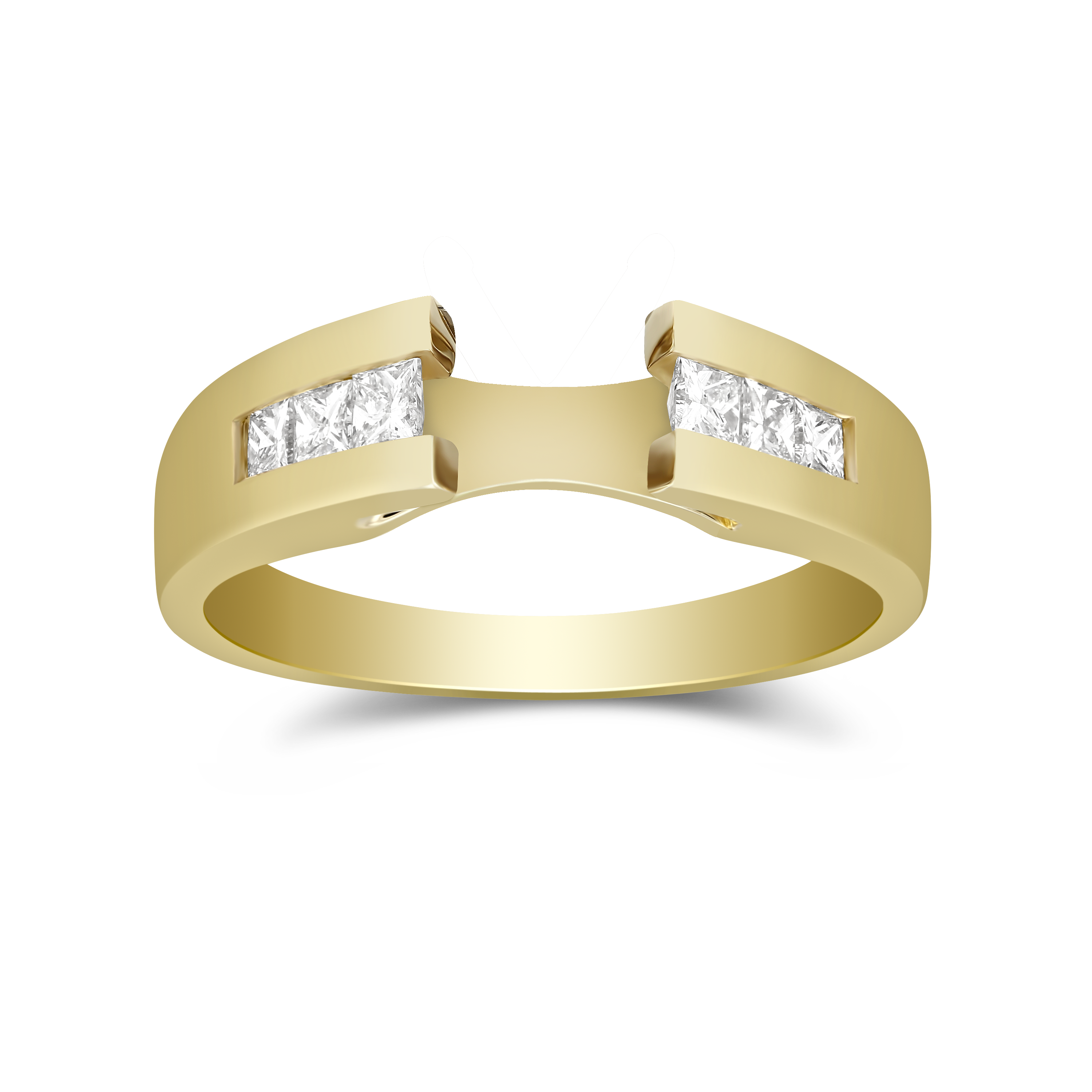 Yellow Gold Petite Channel Set Princess Cut Diamond Ring Setting
