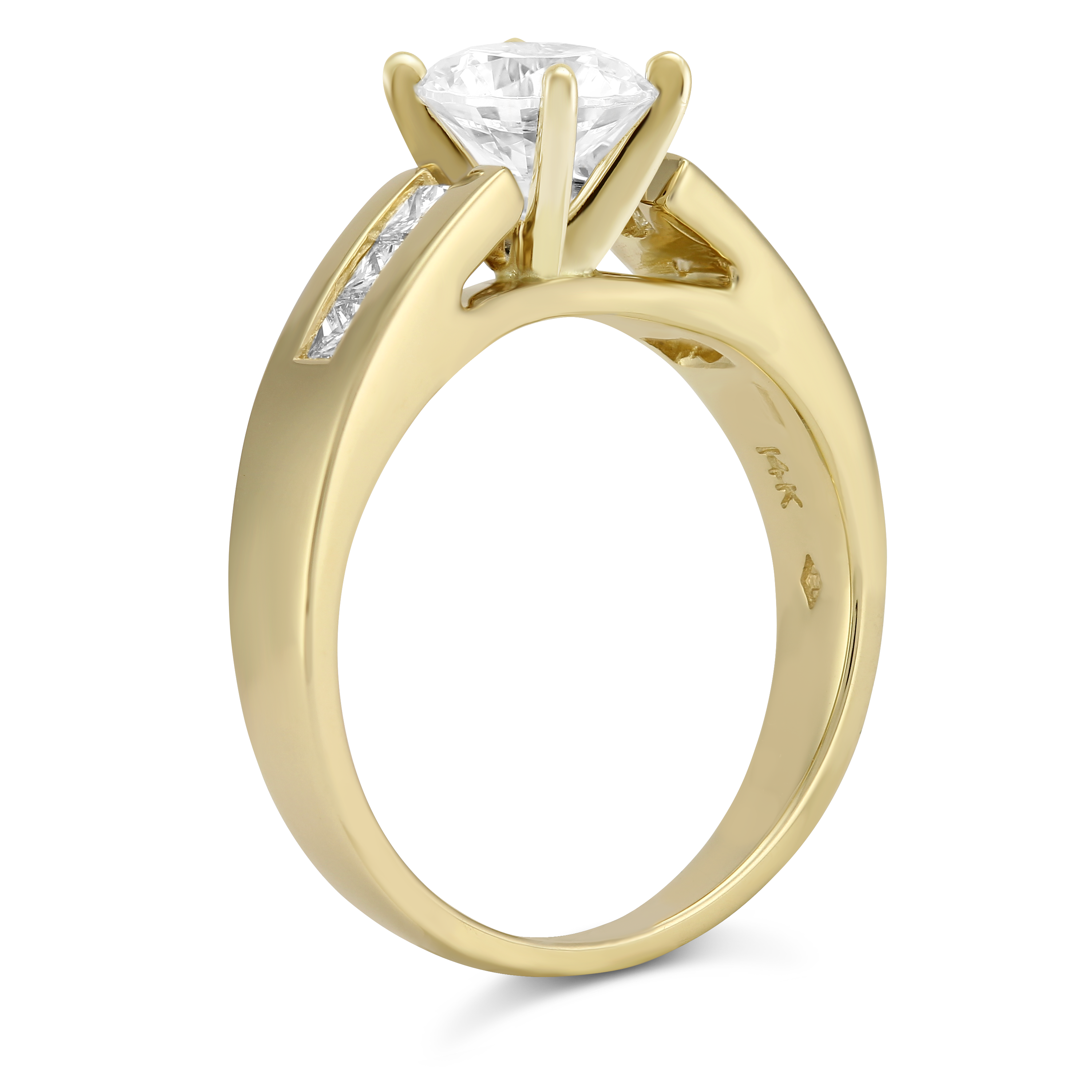 Yellow Gold Petite Channel Set Princess Cut Diamond Ring Setting