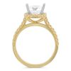 Yellow Gold Prong Set Round Diamond Square Halo Ring Setting