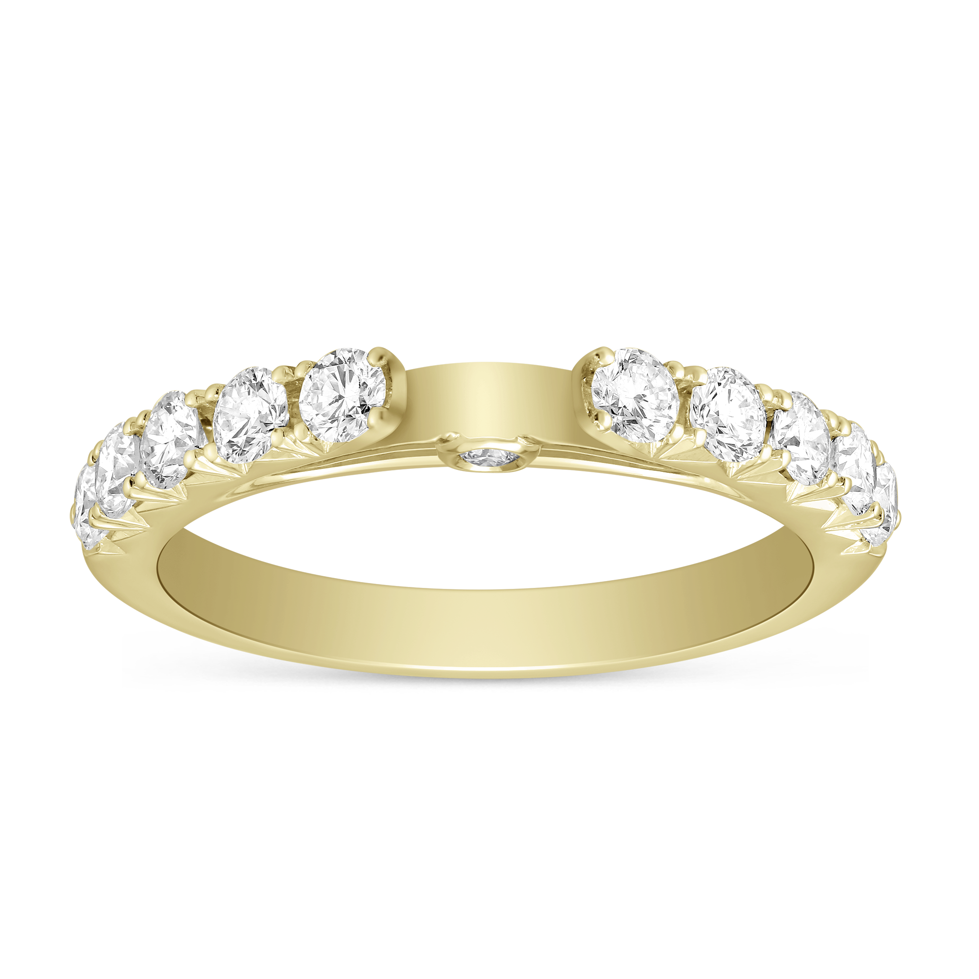 Yellow Gold Prong Set Diamond Cathedral Ring Setting