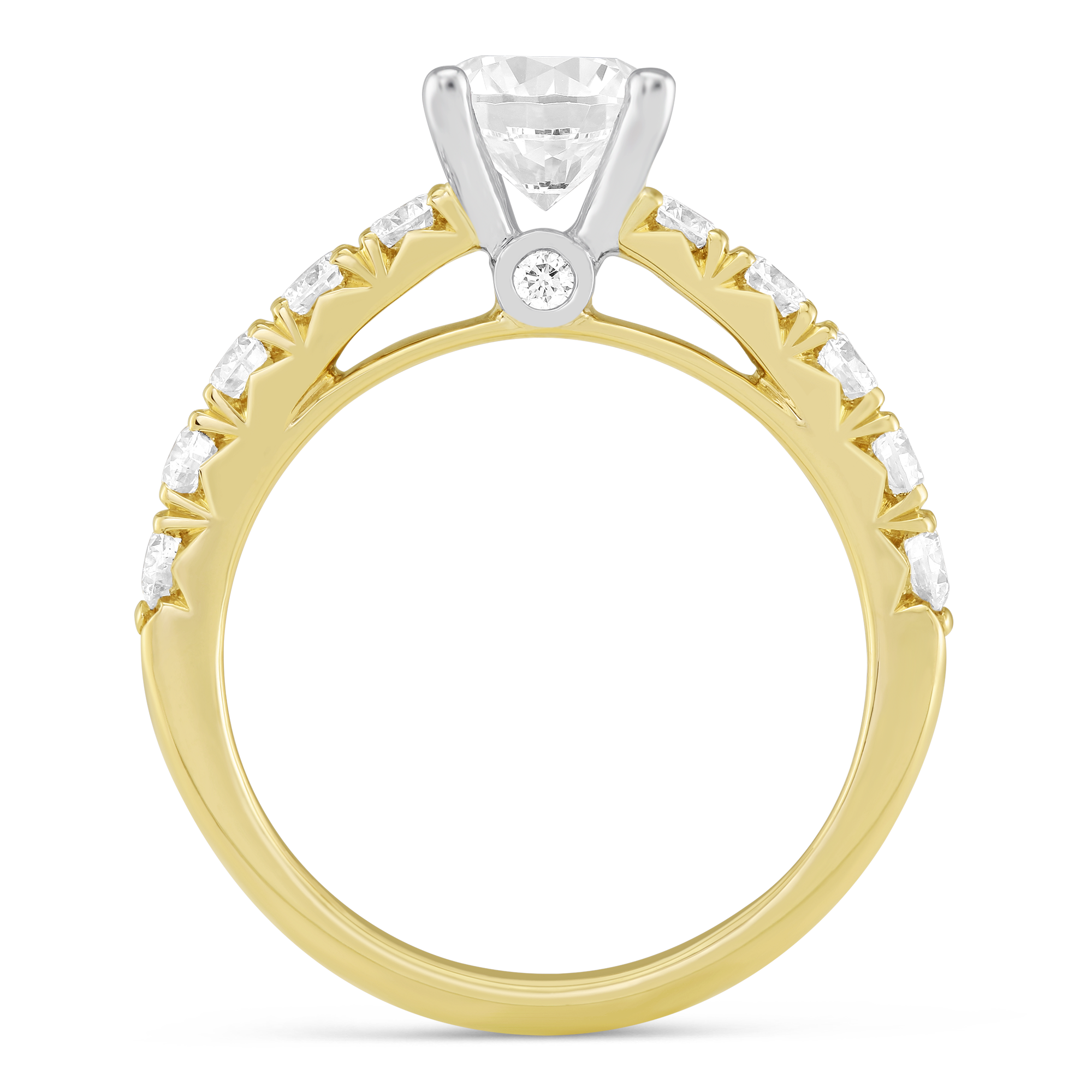 Yellow Gold Prong Set Diamond Cathedral Ring Setting