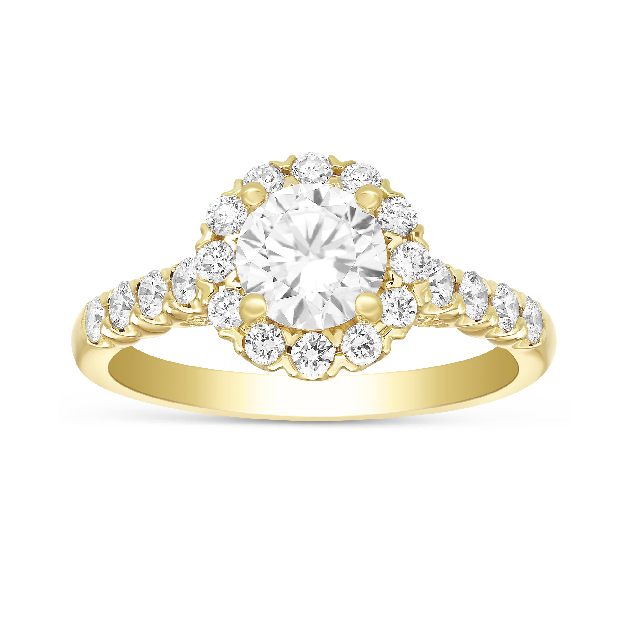 14K Yellow Gold Prong Set Diamond Halo Ring Mounting | Borsheims