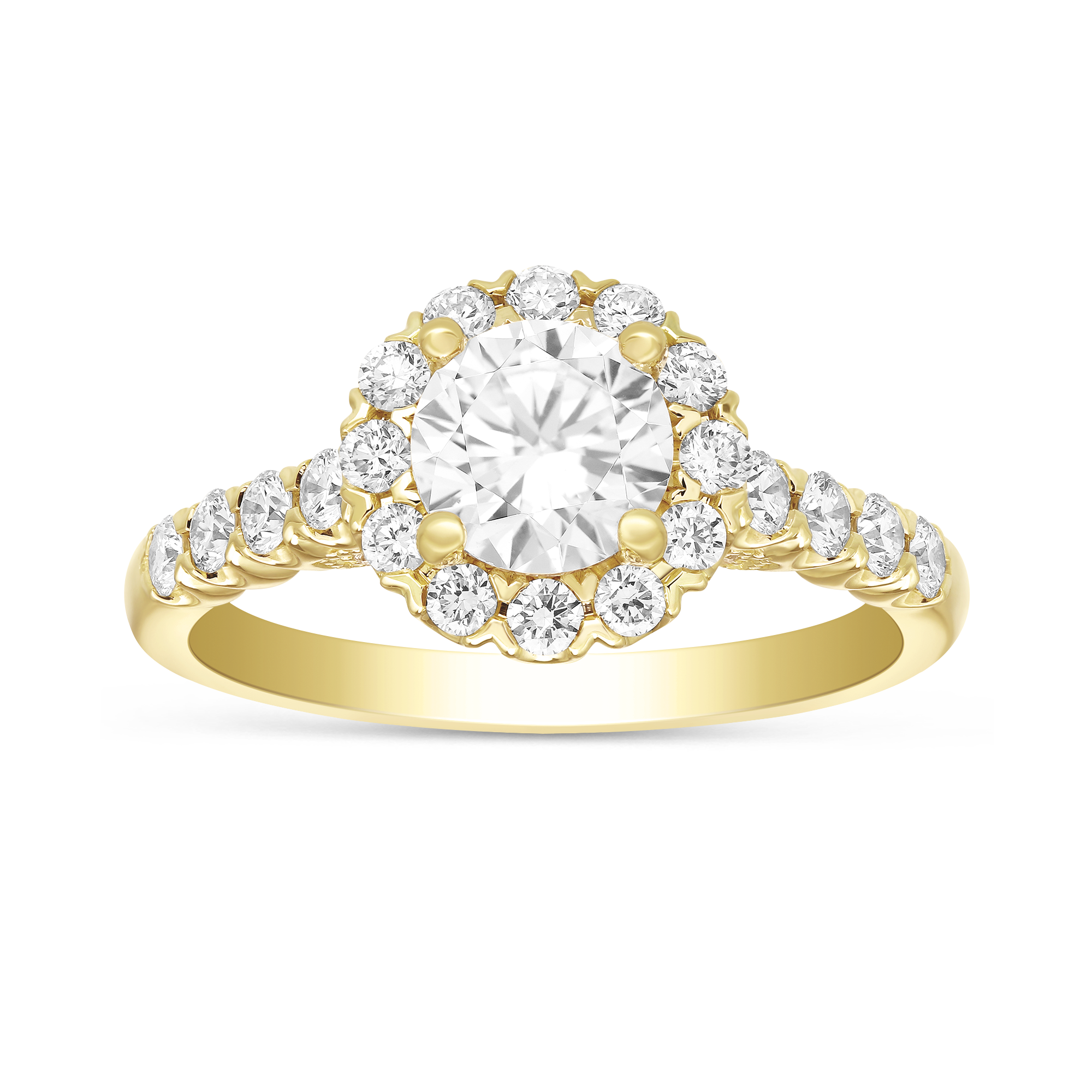 14K Yellow Gold Prong Set Diamond Halo Ring Setting