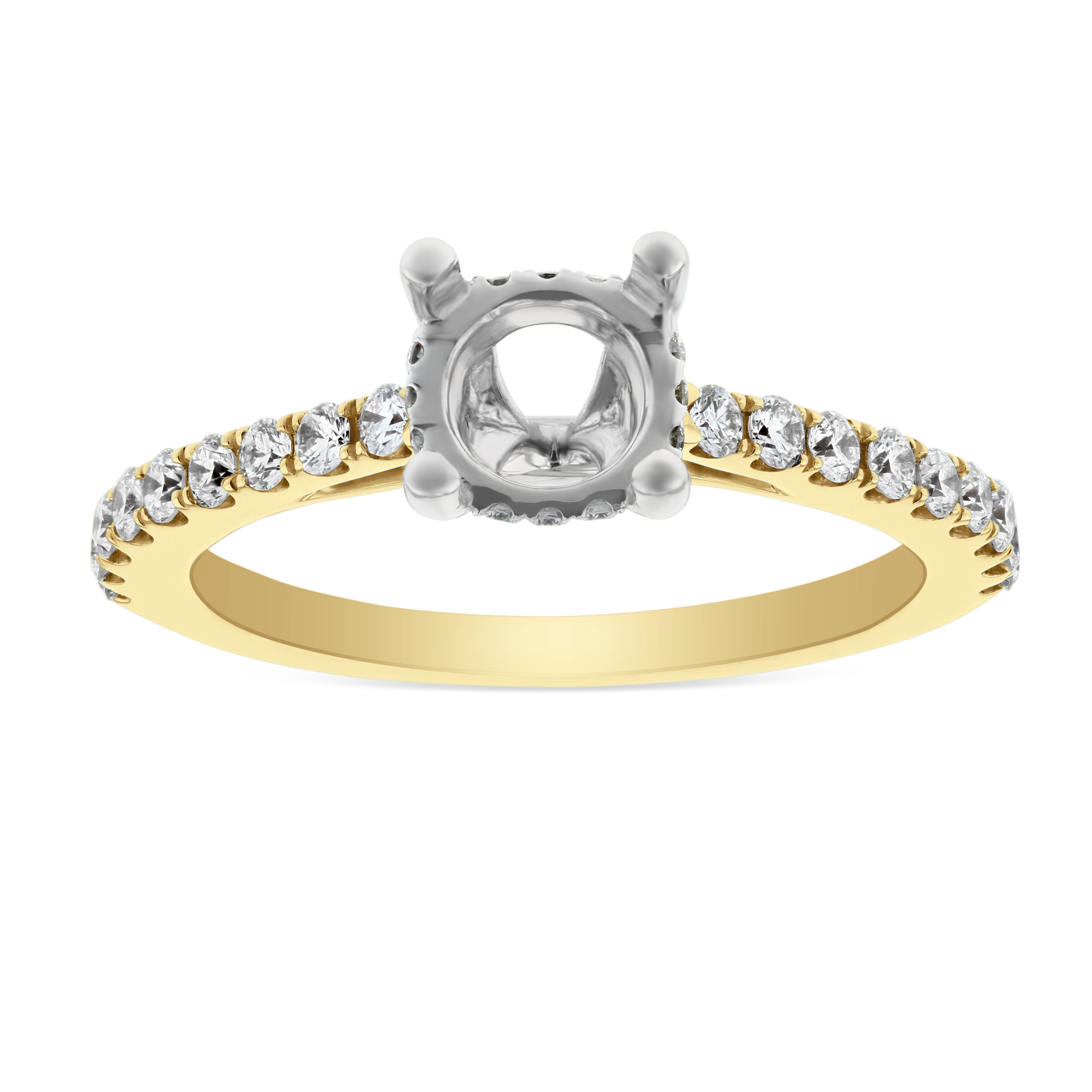 Yellow Gold Single Row Diamond Ring Setting
