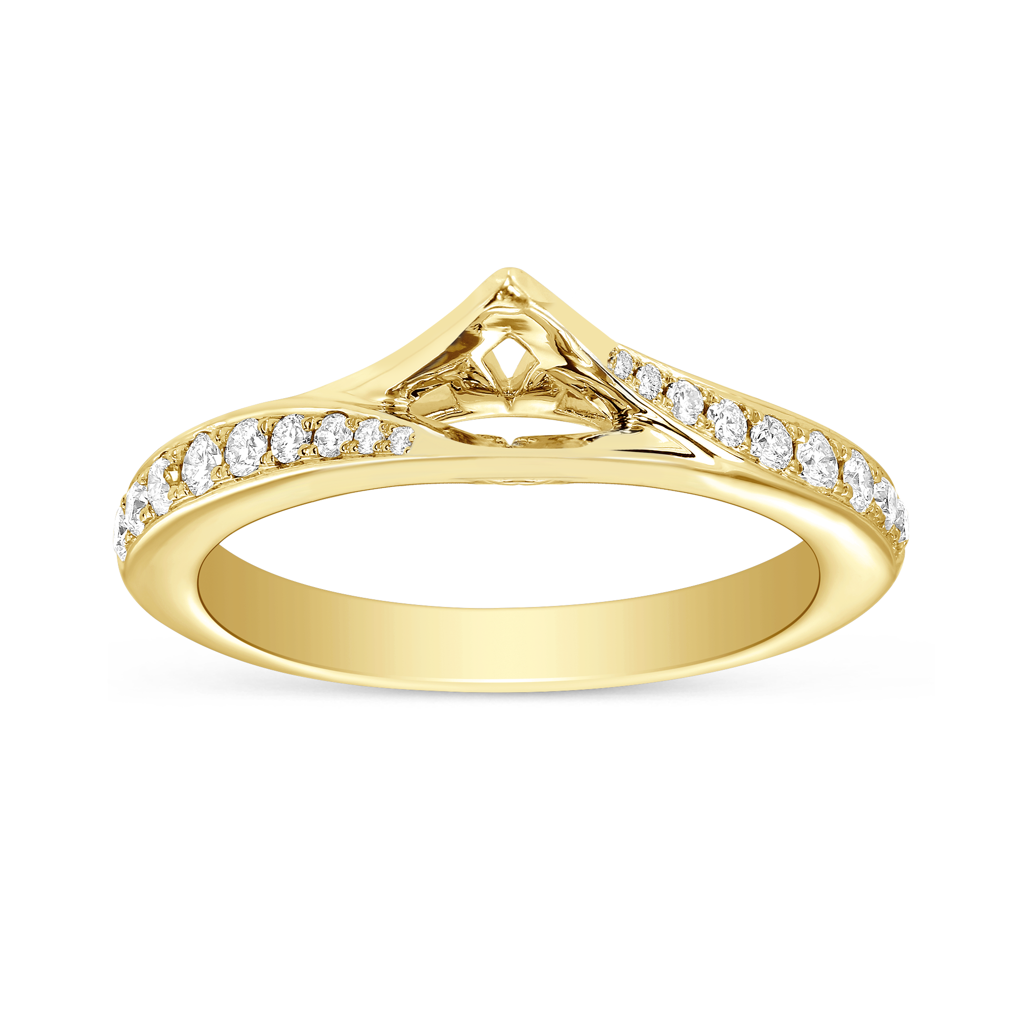 Yellow Gold Prong Set Diamond Bypass Ring Setting