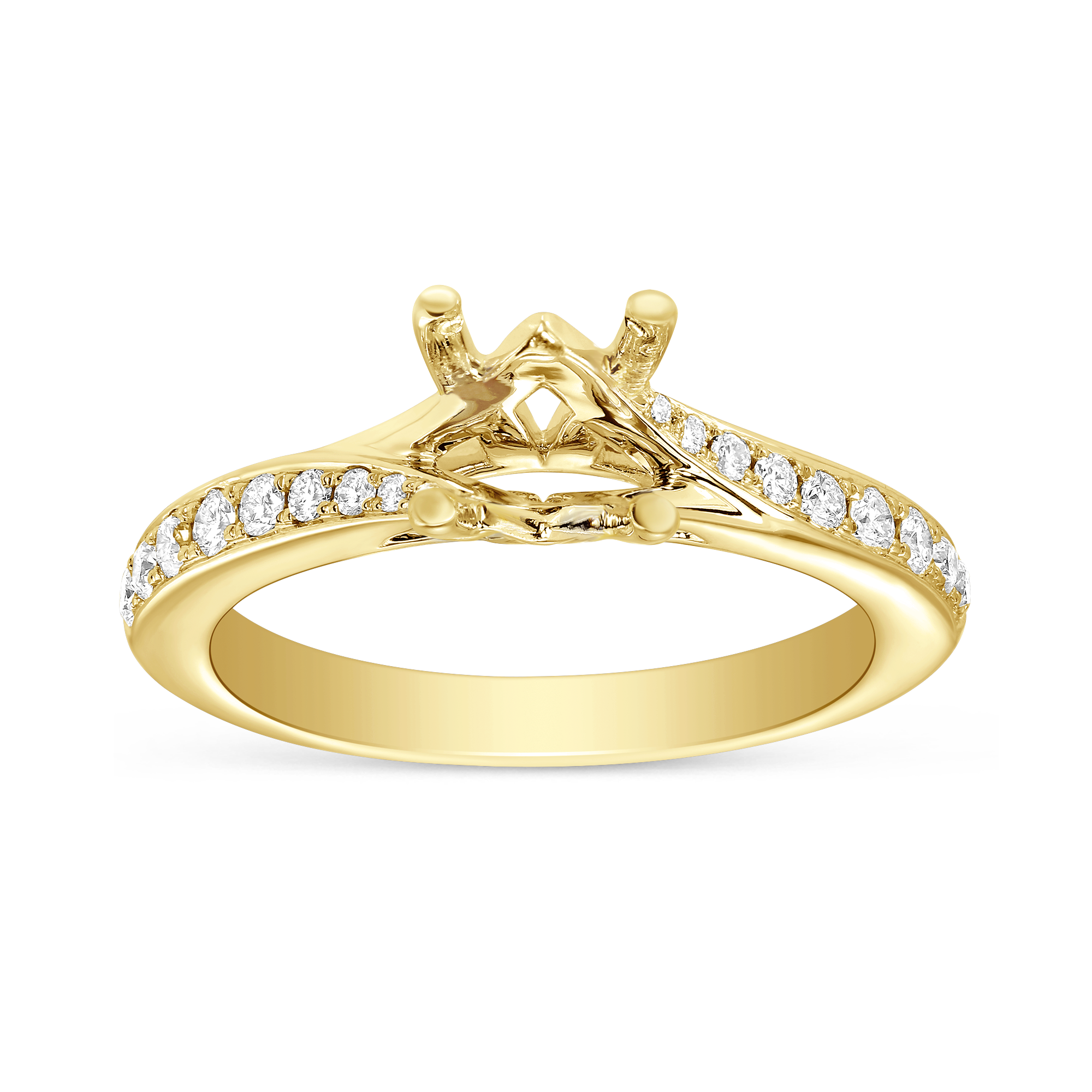 Yellow Gold Prong Set Diamond Bypass Ring Setting