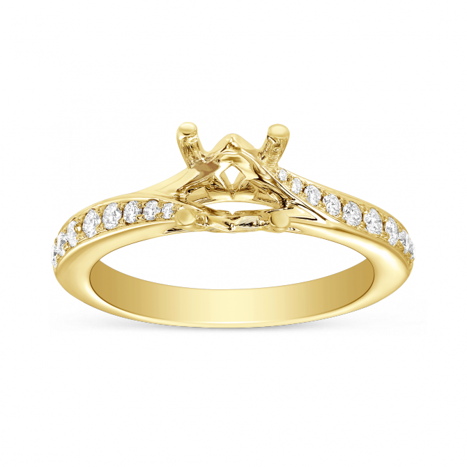 Yellow Gold Prong Set Diamond Bypass Ring Setting