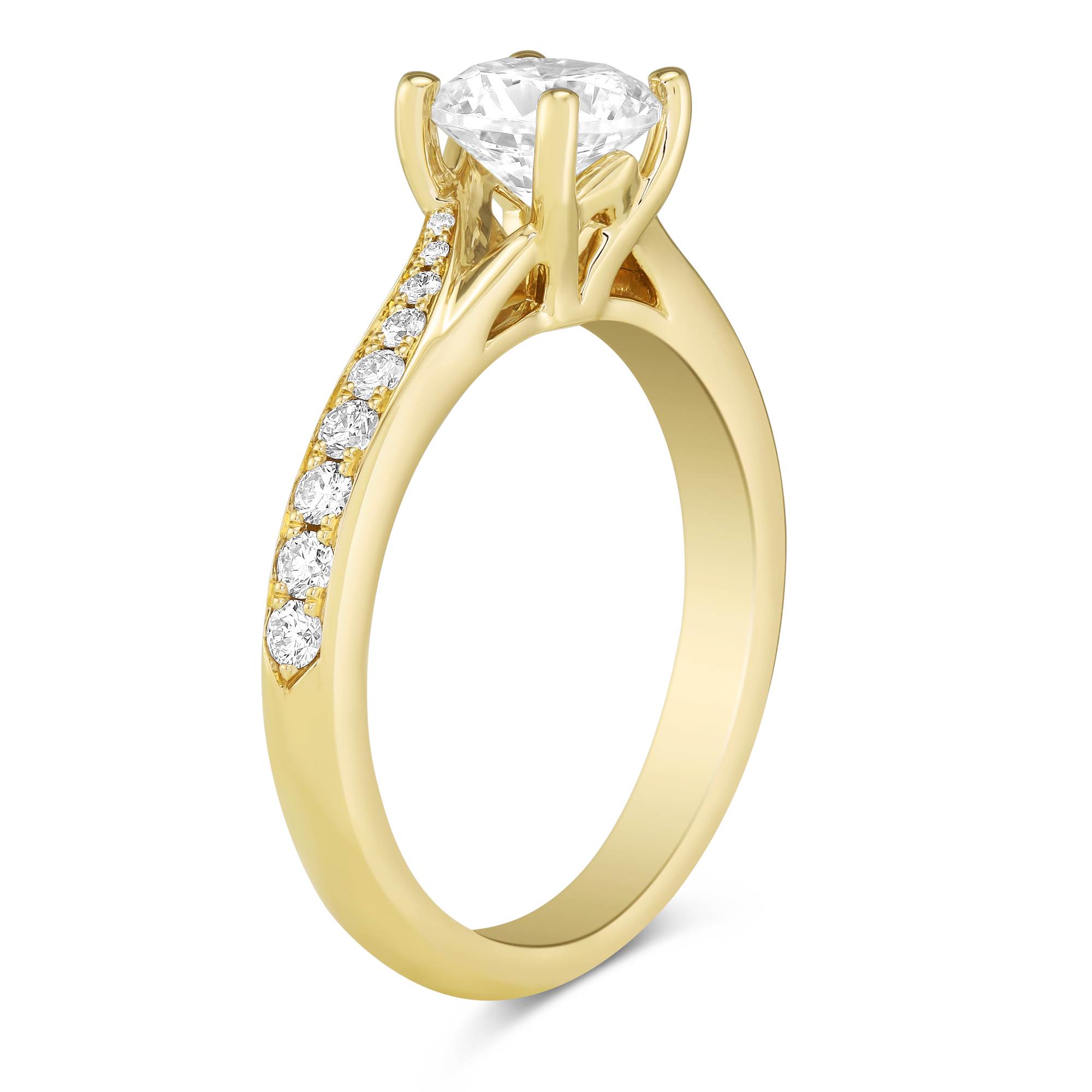 Yellow Gold Prong Set Diamond Bypass Ring Setting
