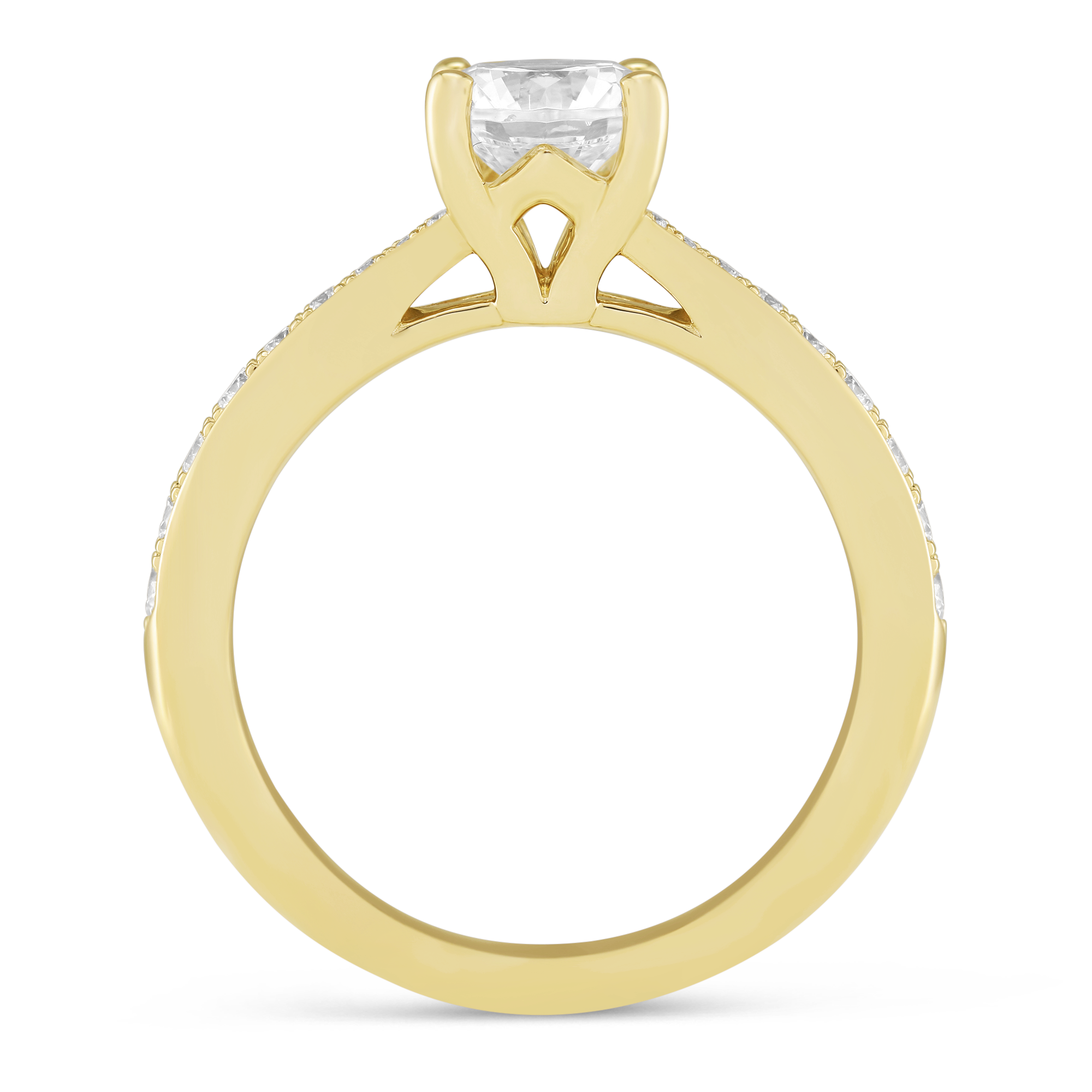 Yellow Gold Prong Set Diamond Bypass Ring Setting