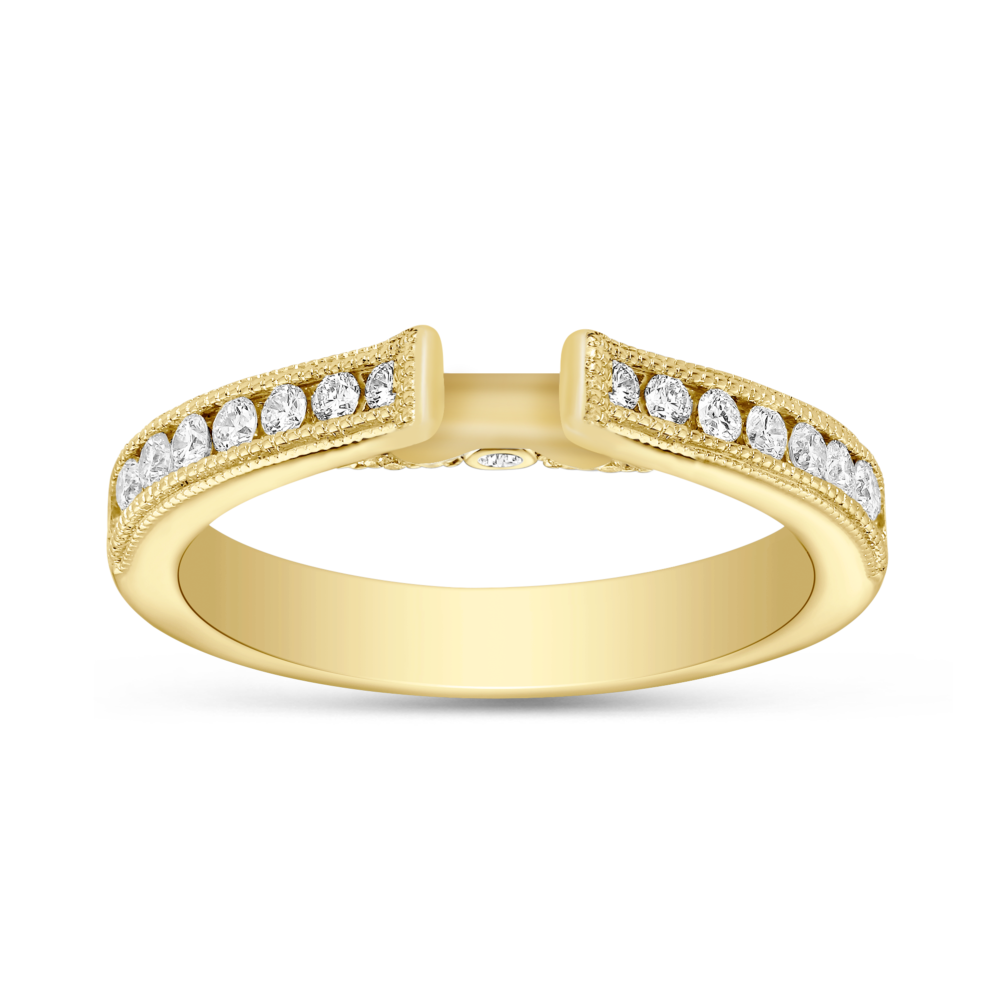 Yellow Gold Channel Set Diamond Setting With Milgrain Edge