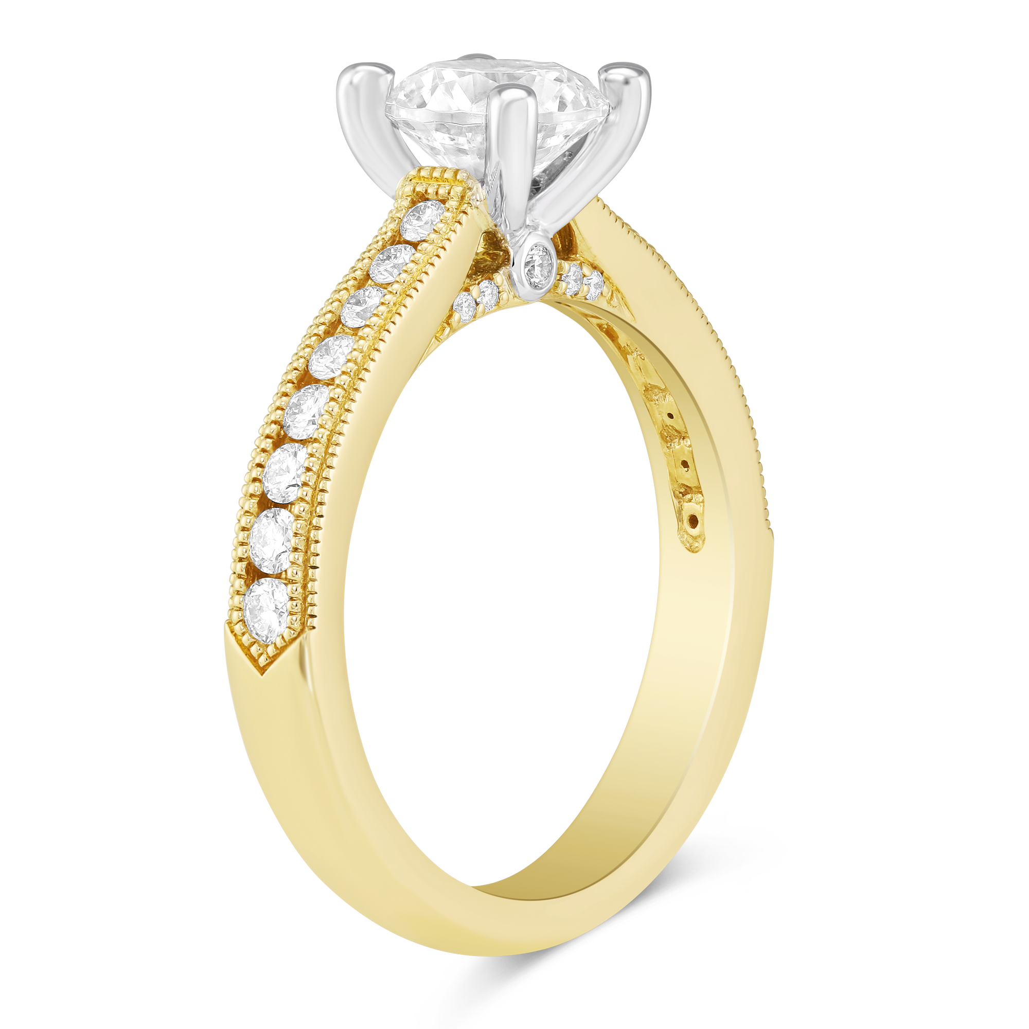 Yellow Gold Channel Set Diamond Setting With Milgrain Edge