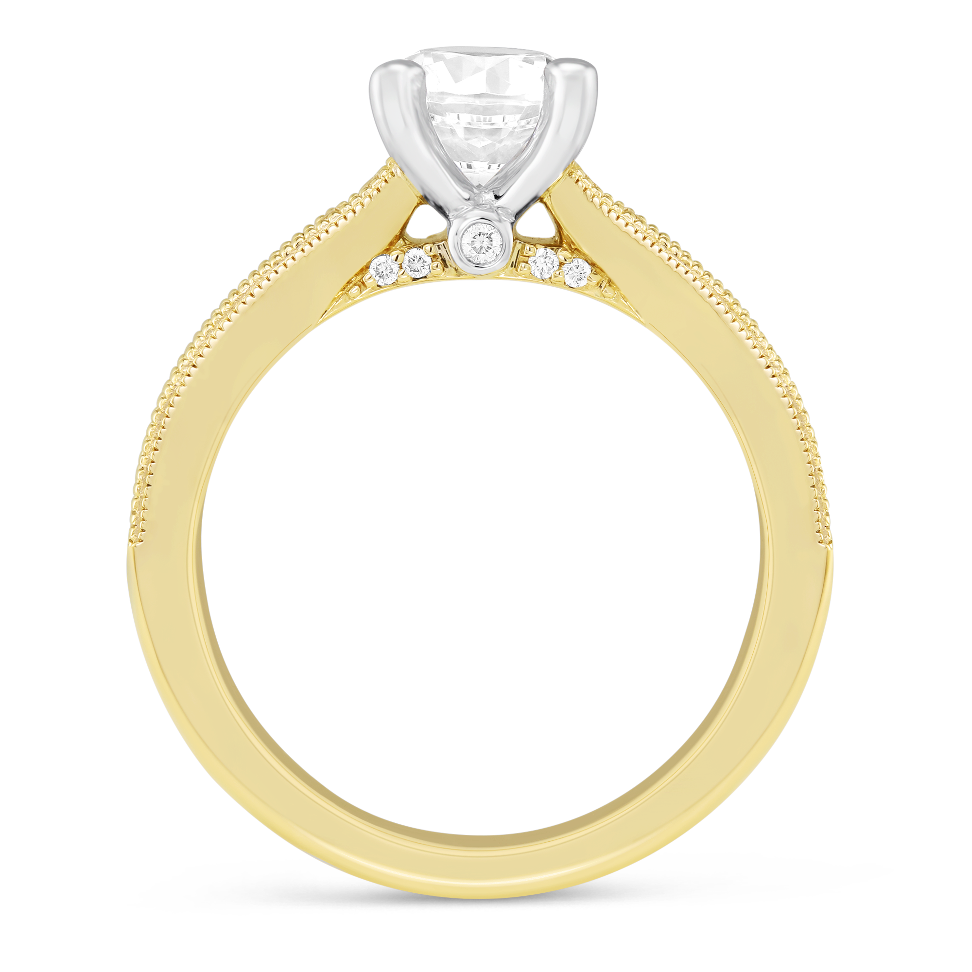 Yellow Gold Channel Set Diamond Setting With Milgrain Edge