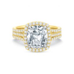 Precision Set 18K Yellow Gold Diamond Halo Triple Shank Ring Mounting Precision Set 18K Yellow Gold Diamond Halo Triple Shank Ring Mounting
