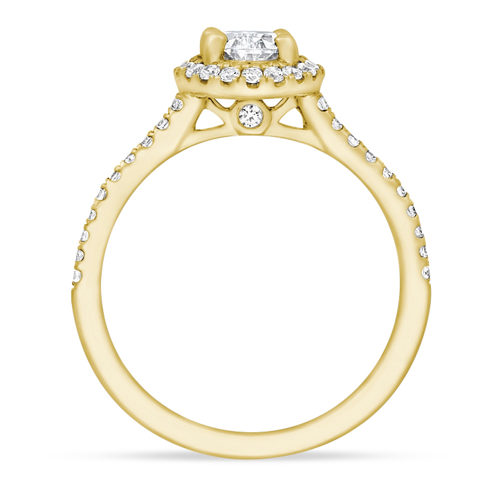 14K Yellow Gold Diamond Halo Ring Setting for 1.00ct Oval Center Diamond