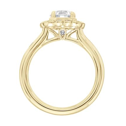 ArtCarved 14K Yellow Gold Mabel Diamond Halo Ring Setting, 0.12aptw