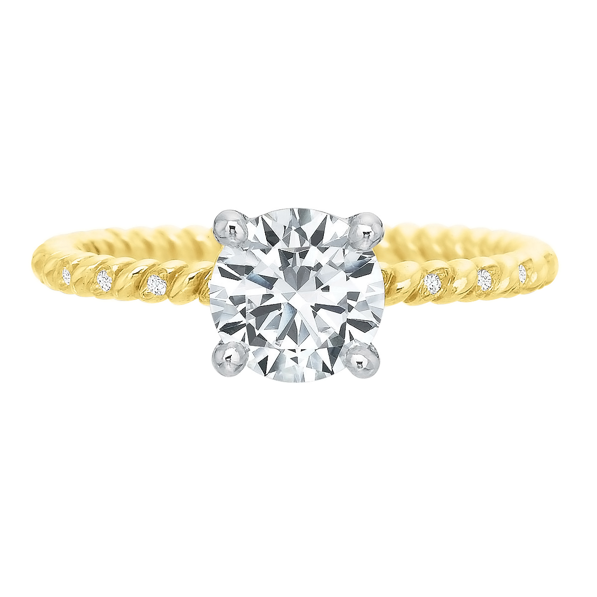 Diamond Alternating Thin Rope Pattern Ring Setting in Yellow Gold ...