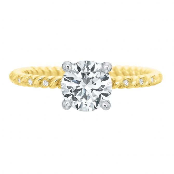 Diamond Alternating Thin Rope Pattern Ring Setting in Yellow Gold ...