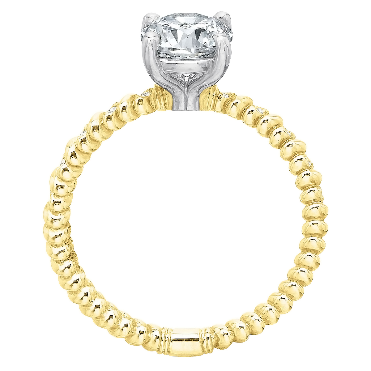 Diamond Alternating Thin Rope Pattern Ring Setting in Yellow Gold ...