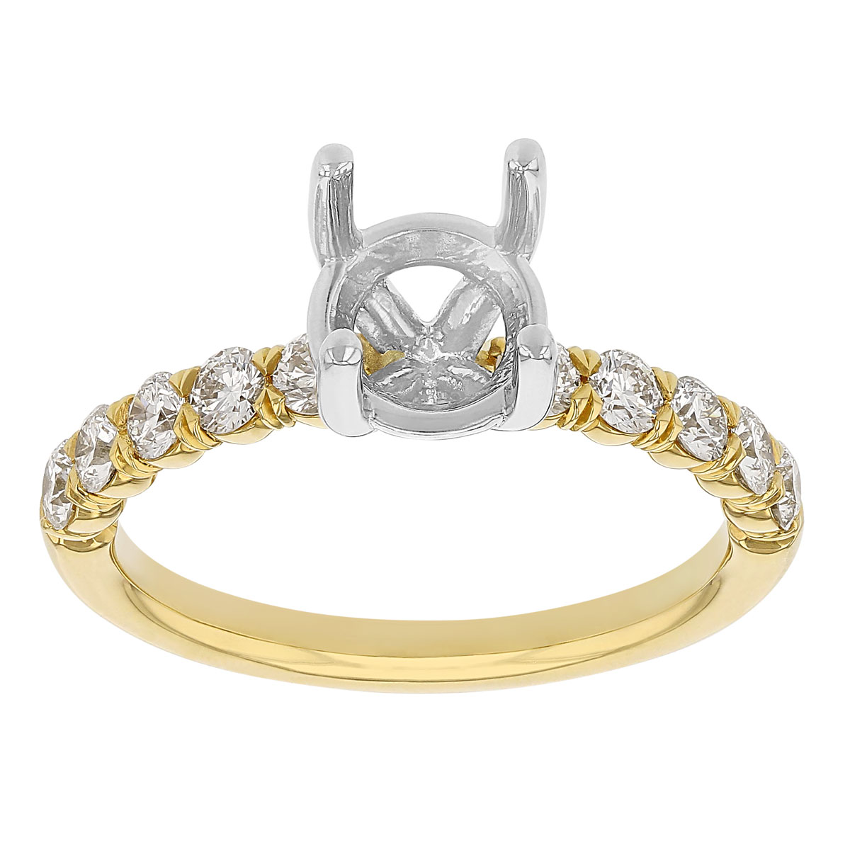 Diamond Half Shank Ring Setting in Yellow Gold