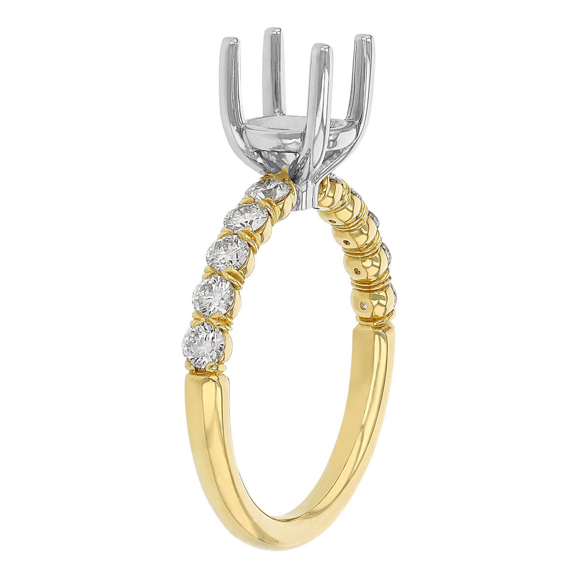 Diamond Half Shank Ring Setting in Yellow Gold