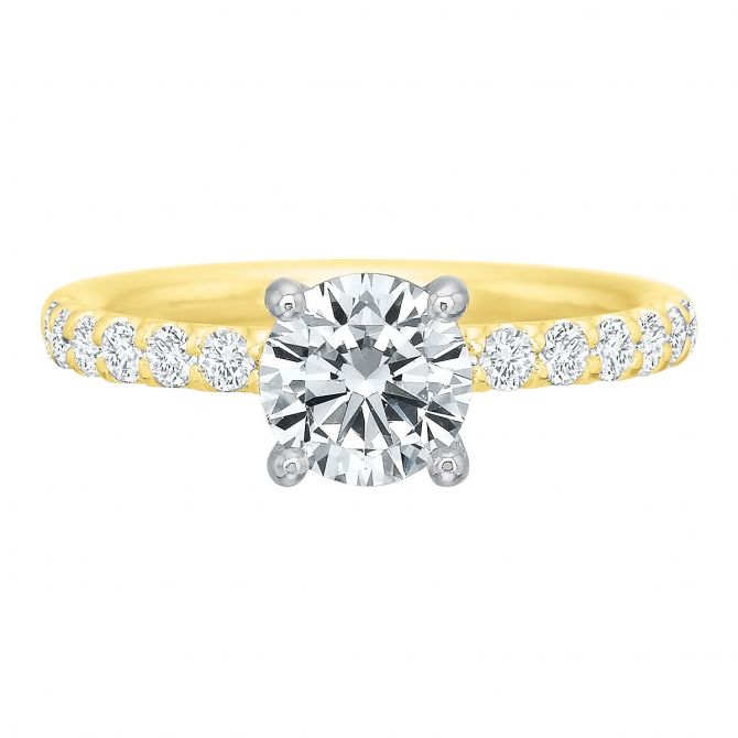 Diamond Half Shank Ring Setting in Yellow Gold, .39 cttw