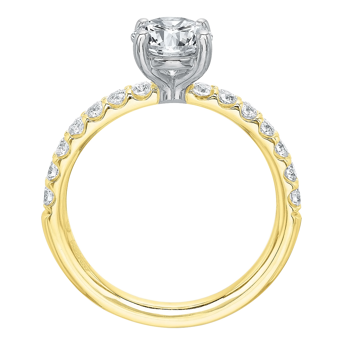 Diamond Half Shank Ring Setting in Yellow Gold, .39 cttw