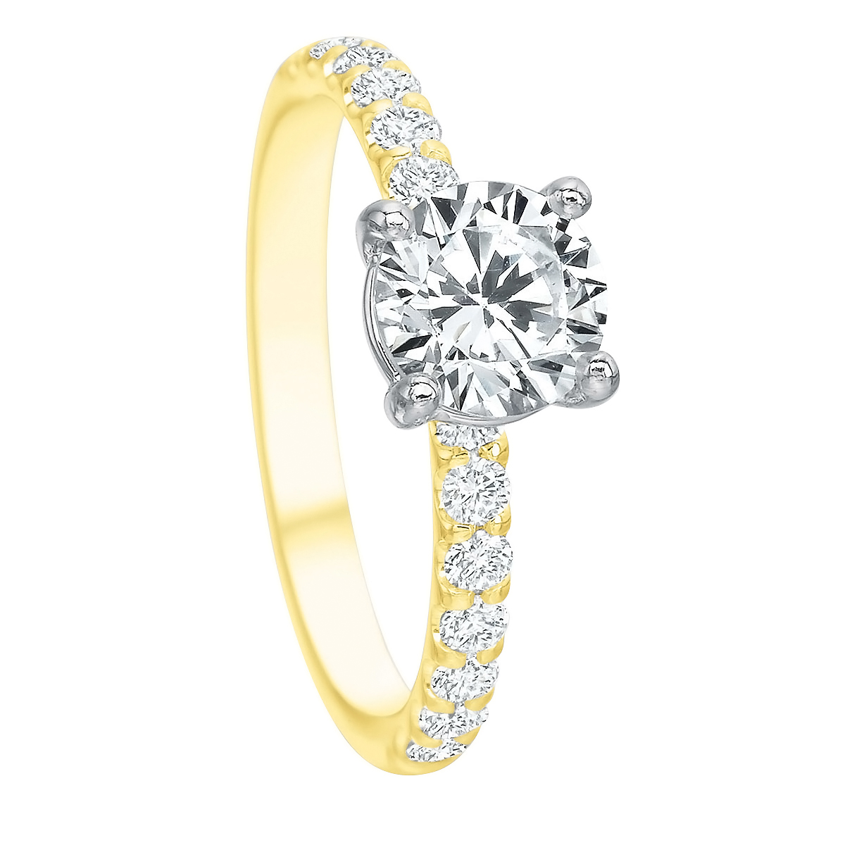 Diamond Half Shank Ring Setting in Yellow Gold, .39 cttw
