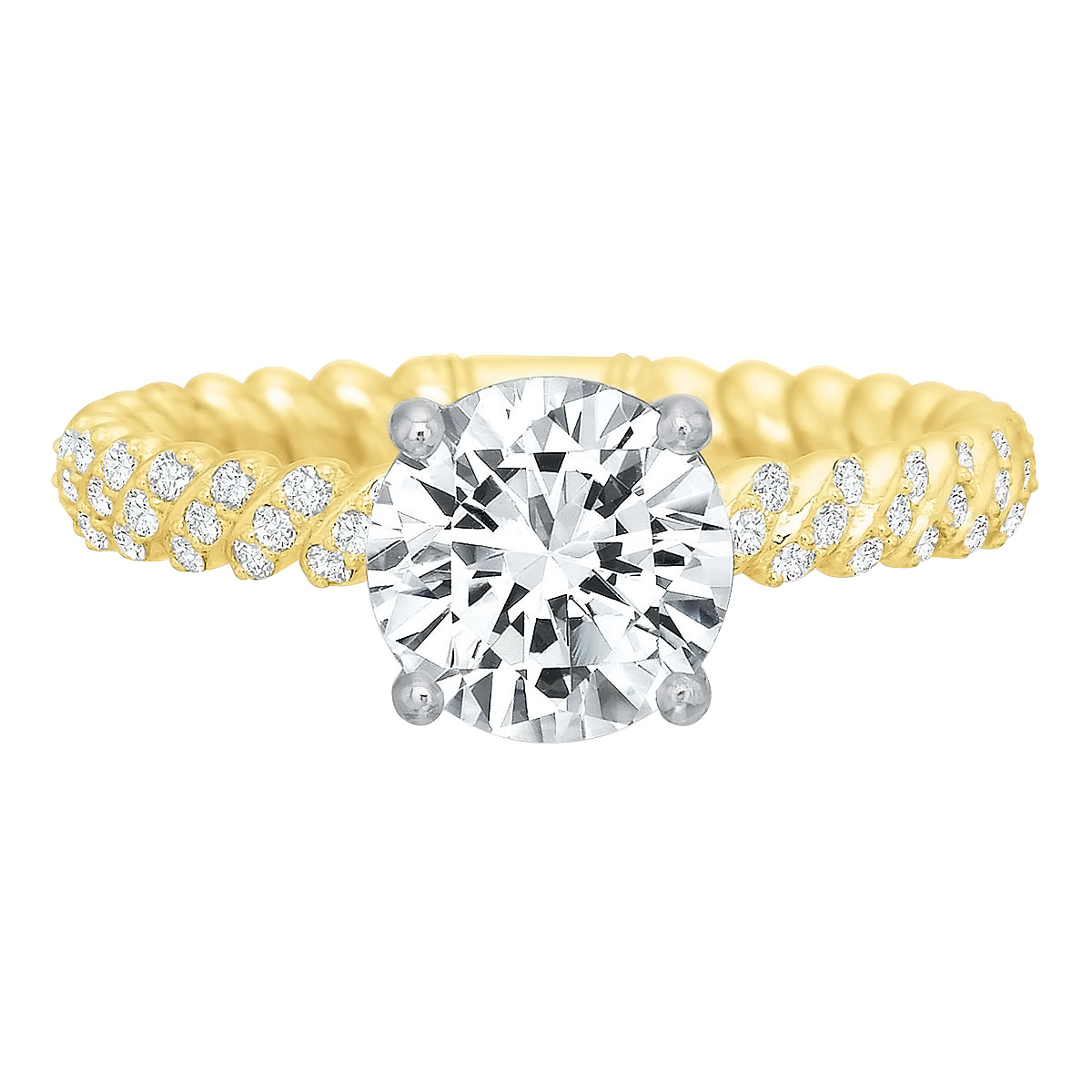 Diamond Rope Pattern Ring Setting in Yellow Gold