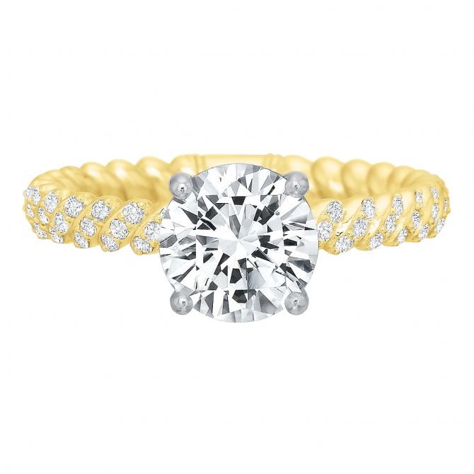 Diamond Rope Pattern Ring Setting in Yellow Gold