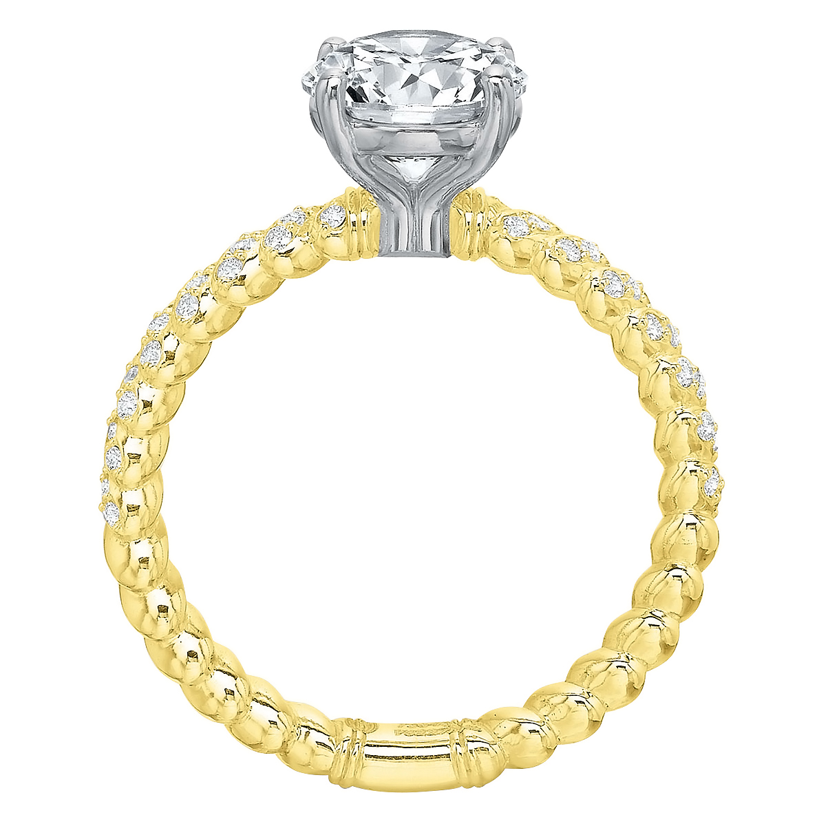Diamond Rope Pattern Ring Setting in Yellow Gold