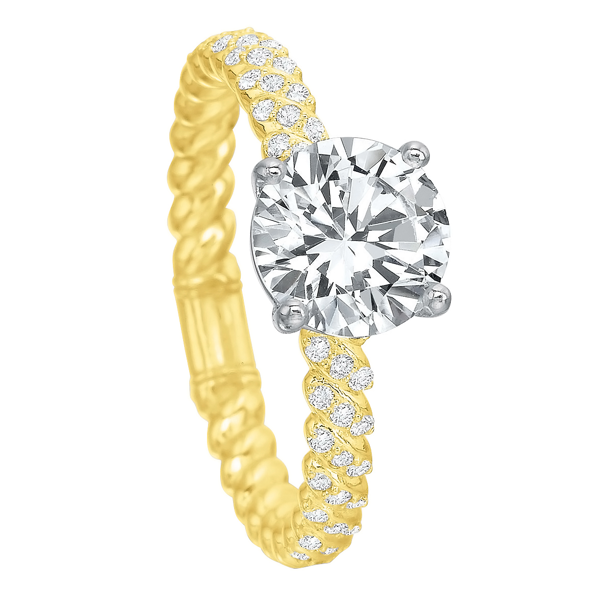 Diamond Rope Pattern Ring Setting in Yellow Gold