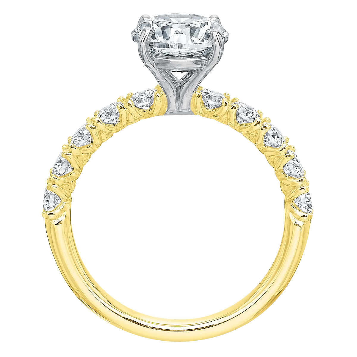 Diamond Half Shank Ring Setting in Yellow Gold, .65 cttw