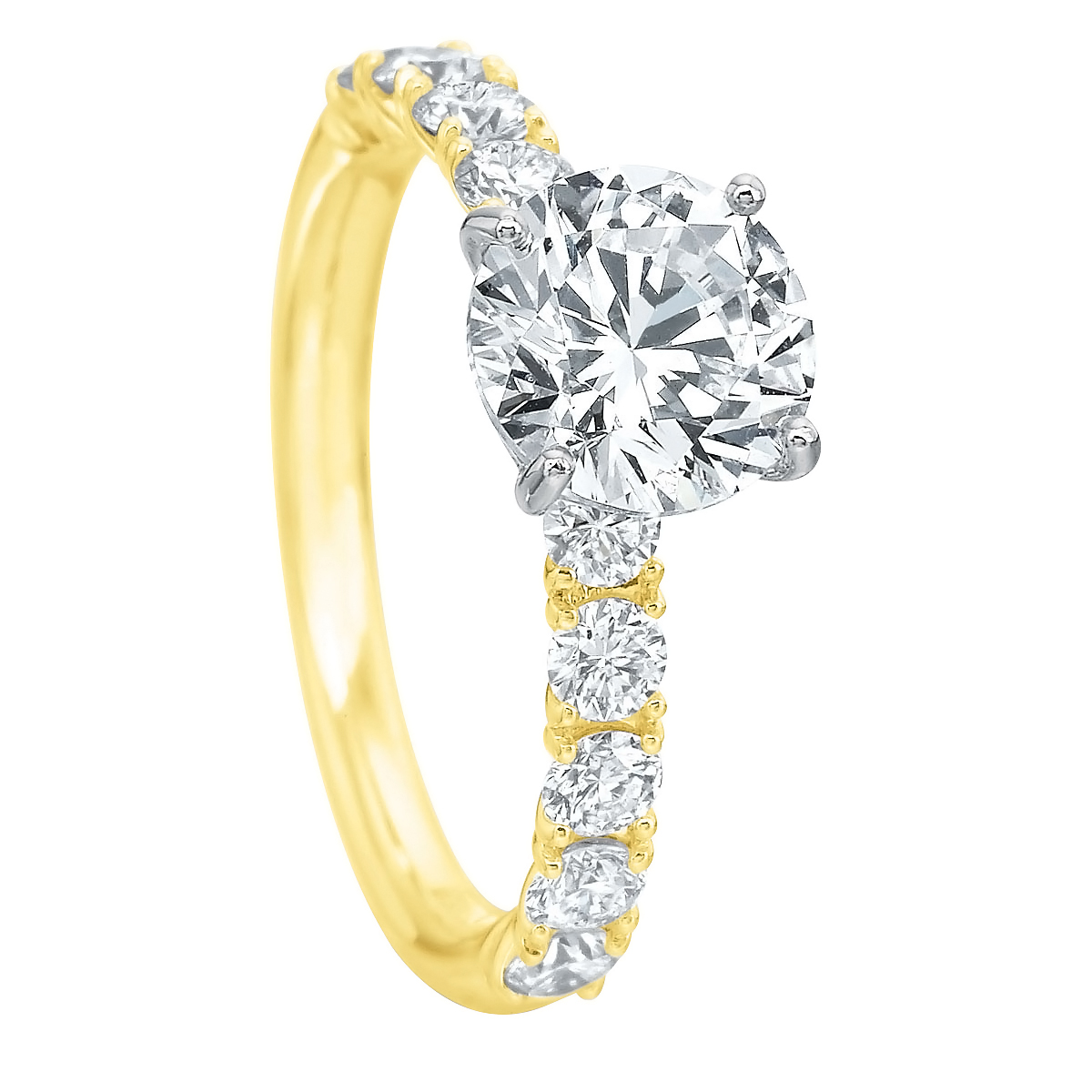 Diamond Half Shank Ring Setting in Yellow Gold, .65 cttw