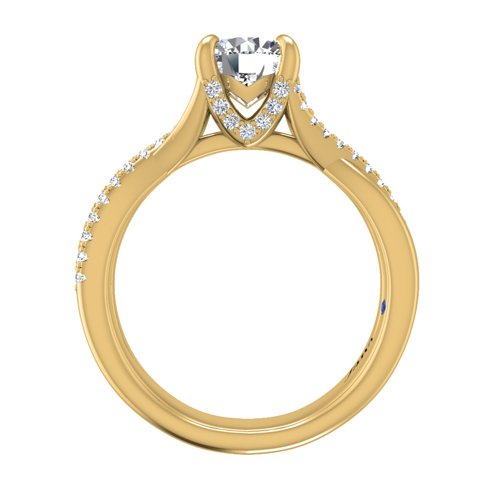 Yellow Gold Diamond Crossover Shank Ring Setting