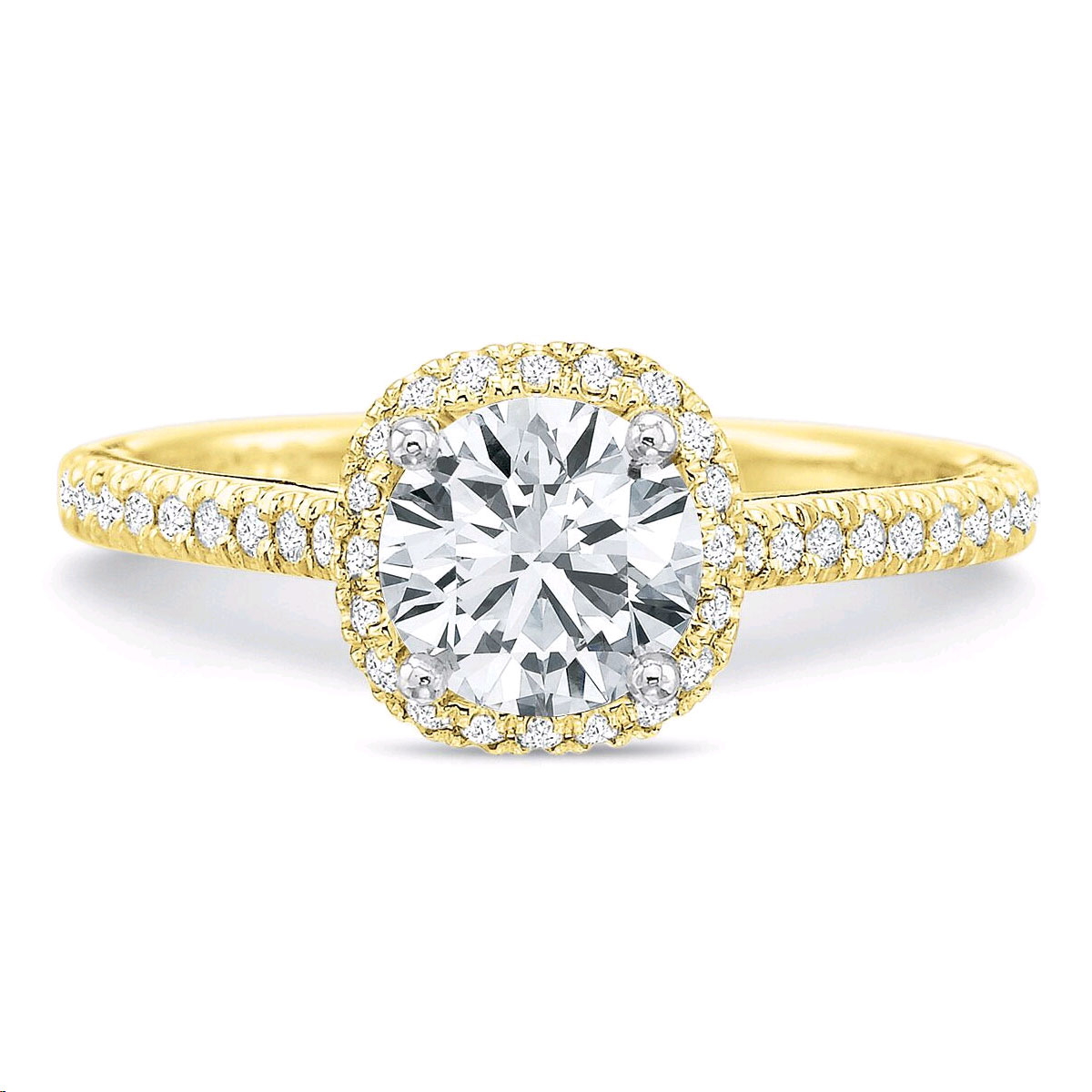 Precision Set Diamond Cushion Halo Ring Mounting in Yellow Gold Borsheims