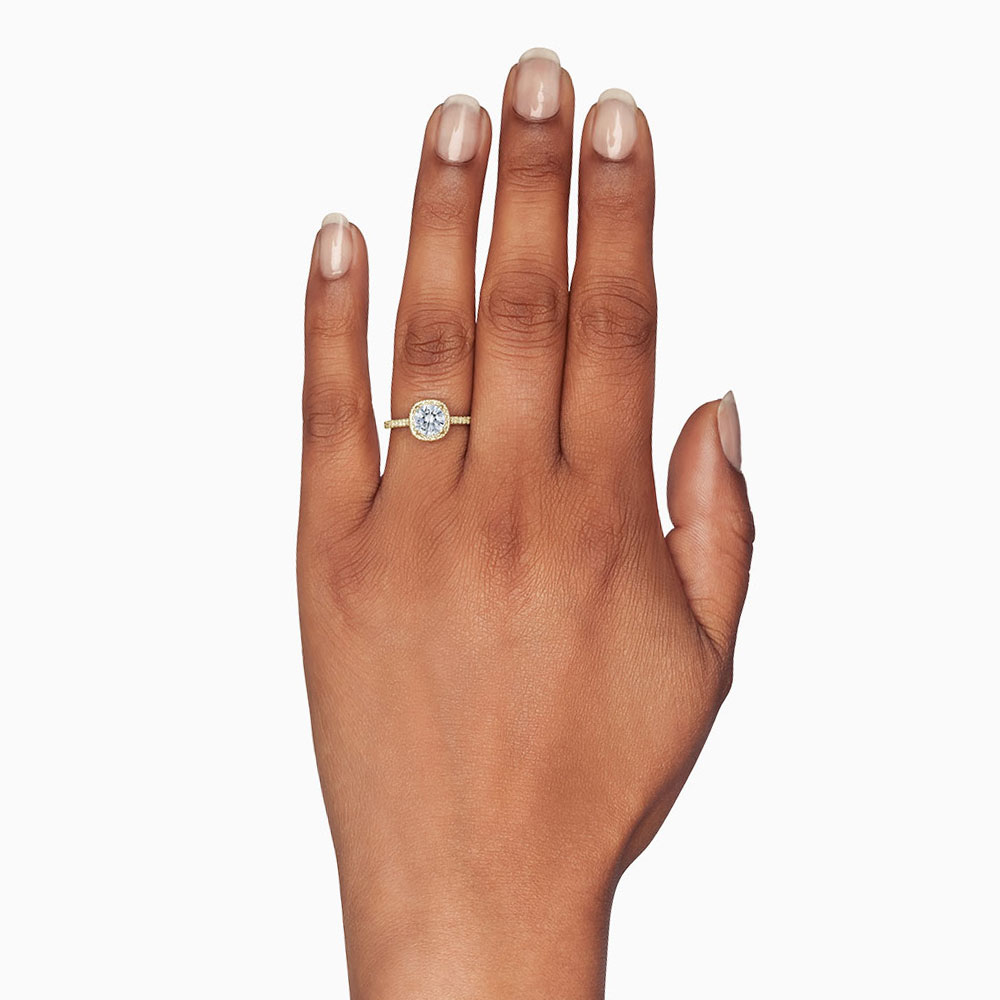18K Gold Diamond Halo and Side Stone Ring Setting
