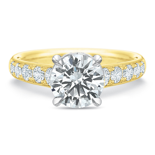 Diamond Bead Bright Ring Setting with Gallery in Yellow Gold