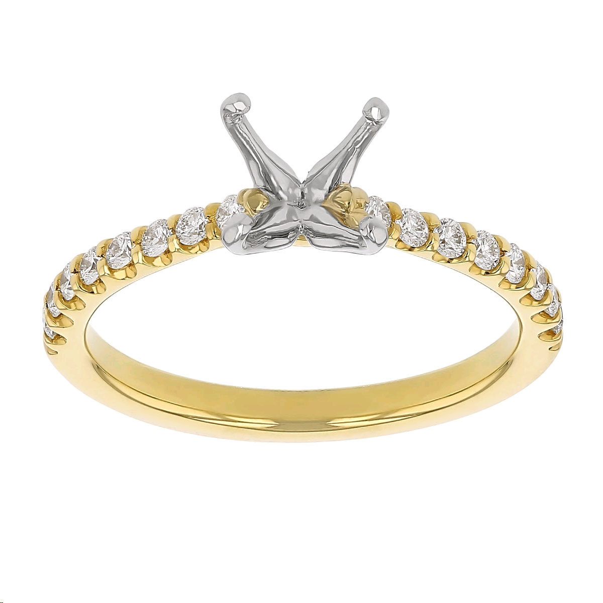 Diamond Pavé Ring Setting in Yellow Gold