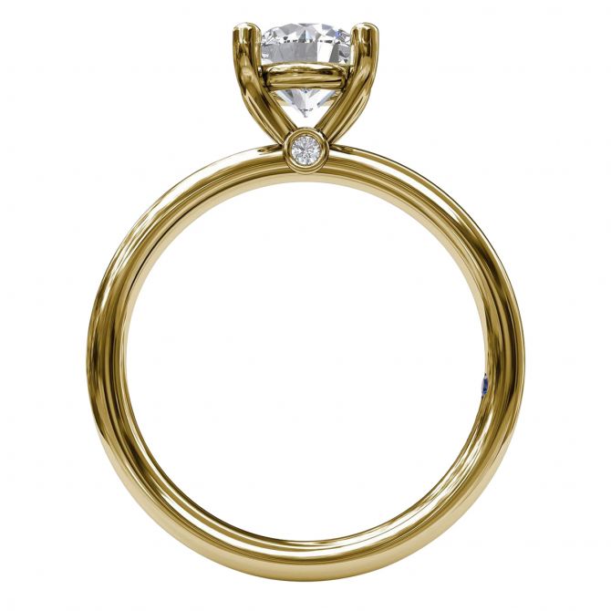 Yellow Gold Solitaire Prong Cathedral Ring Setting with Diamond
