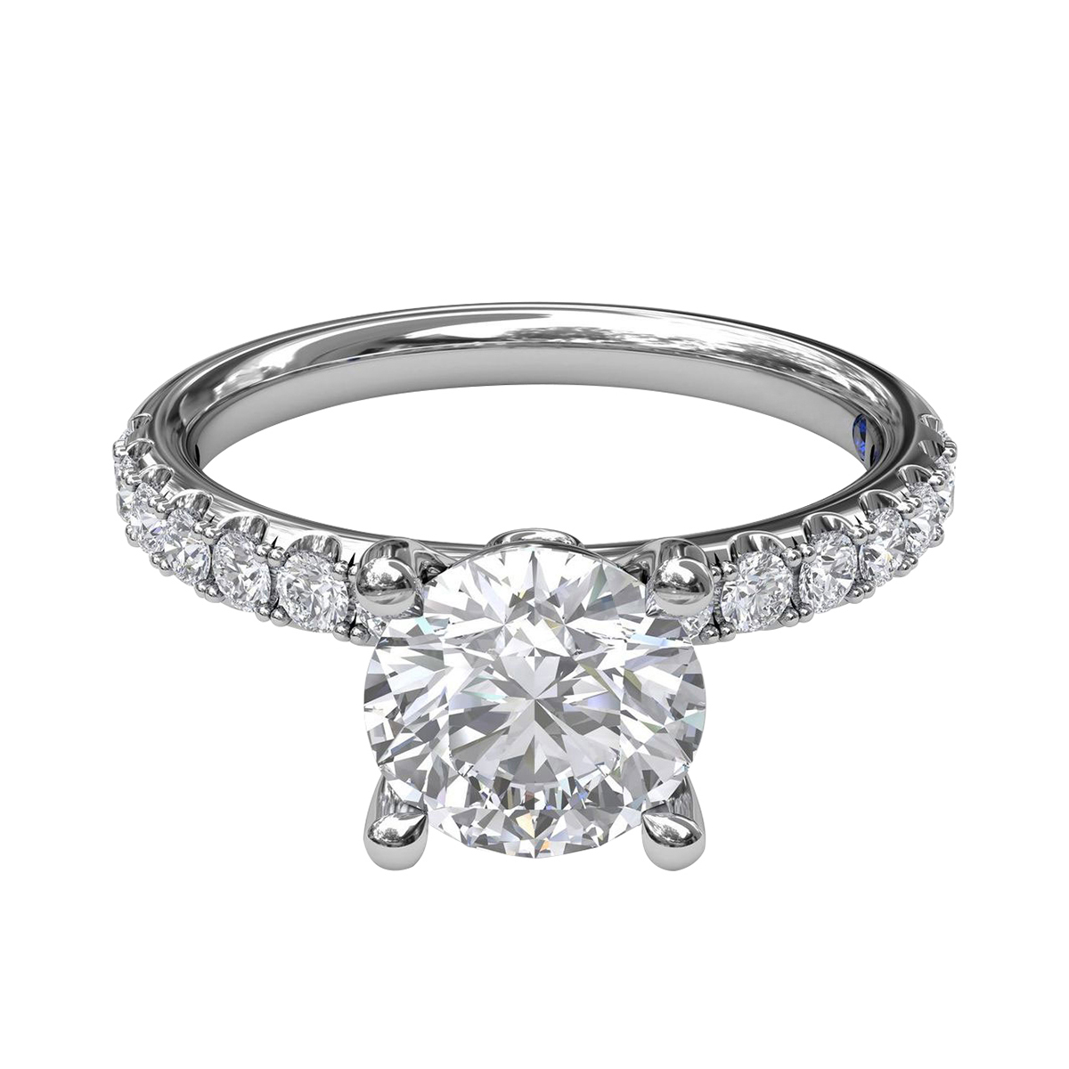 Diamond Prong Set Shank Ring Setting in White Gold