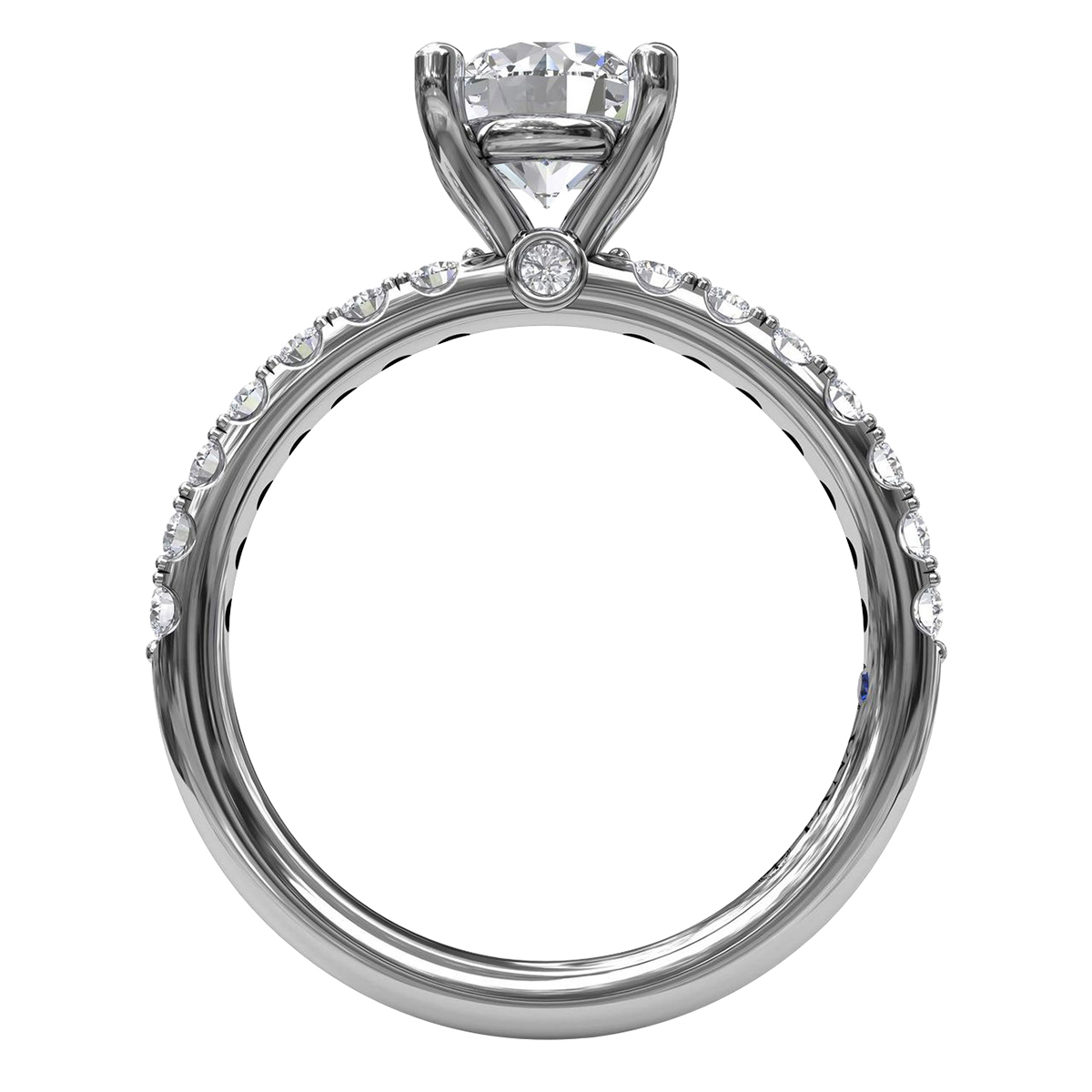Diamond Prong Set Shank Ring Setting in White Gold