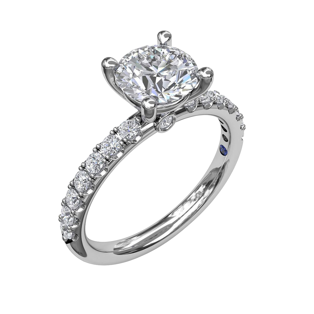 Diamond Prong Set Shank Ring Setting in White Gold