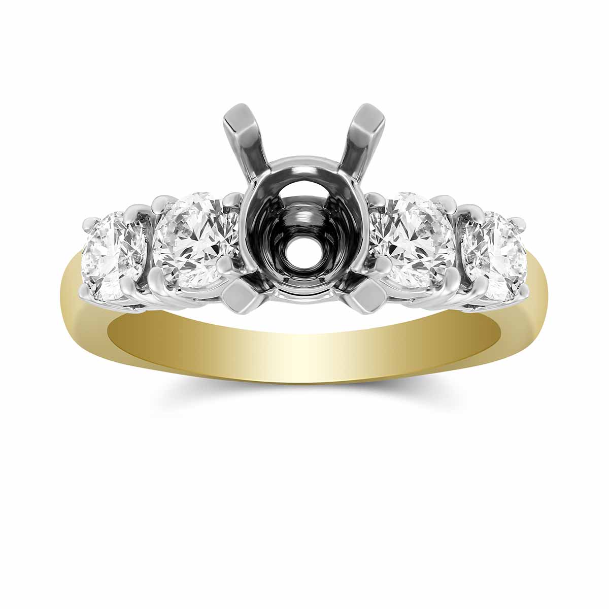 18K Yellow Gold Prong Set Round Diamond Ring Setting
