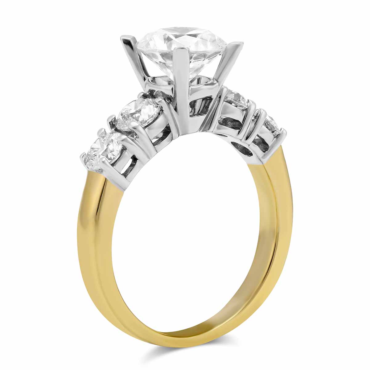 18K Yellow Gold Prong Set Round Diamond Ring Setting