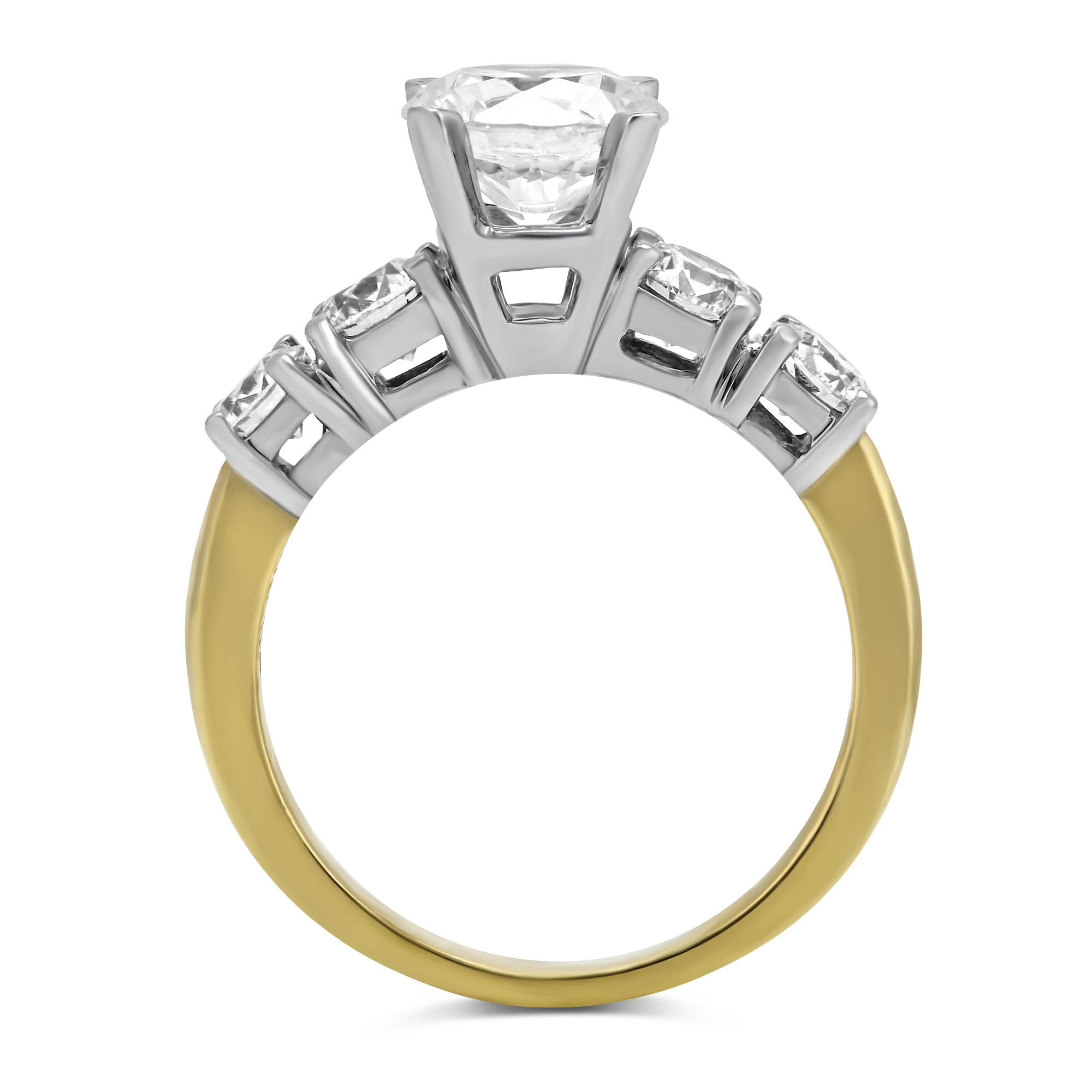 18K Yellow Gold Prong Set Round Diamond Ring Setting